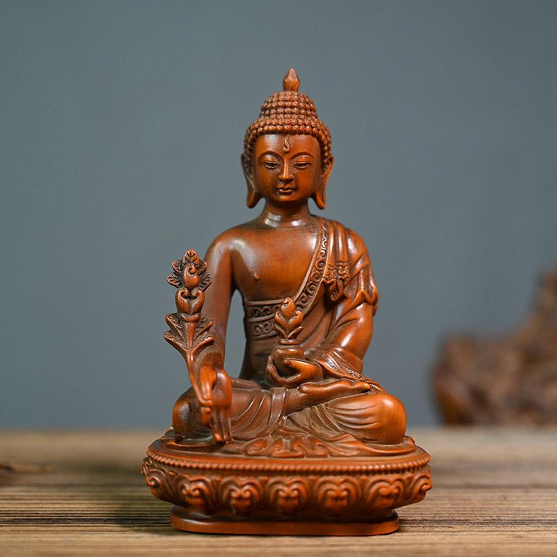黄杨木雕刻师佛像仿古做旧居家室内摆件公室装饰品木质工艺品