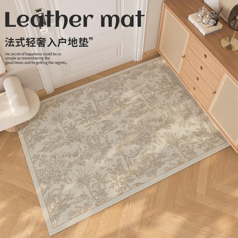 皮革入户垫隔音耐脏免洗可擦洗家用奶油色门口进门地垫可裁剪脚垫