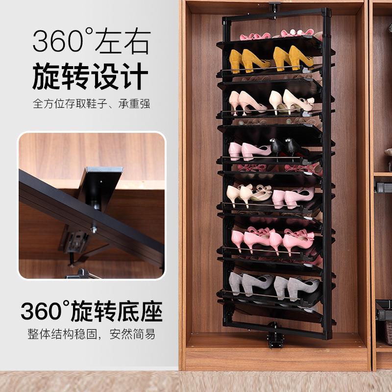 抽拉鞋架鞋柜五金翻转架内置侧边配件衣柜功能五金360度拉伸高深
