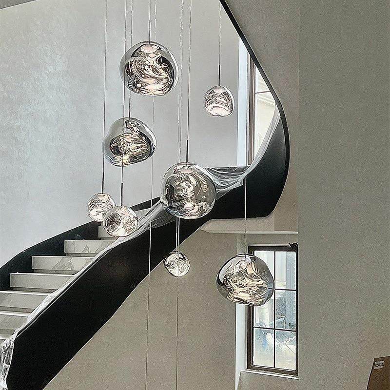 loft别墅设计师复式楼北欧楼梯吊灯客厅灯公寓餐厅灯具创意个性