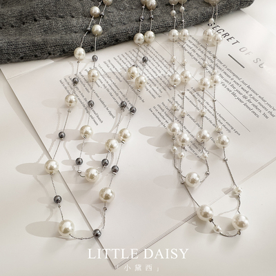 「小黛西」高级感珍珠叠戴毛衣链