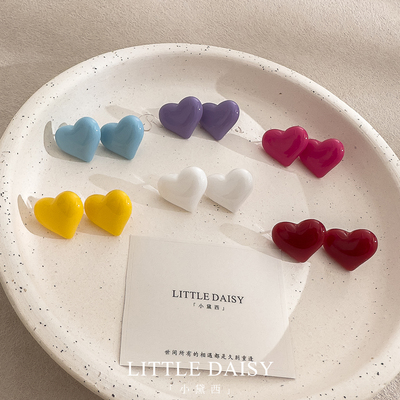 「小黛西」糖果彩色爱心形耳钉
