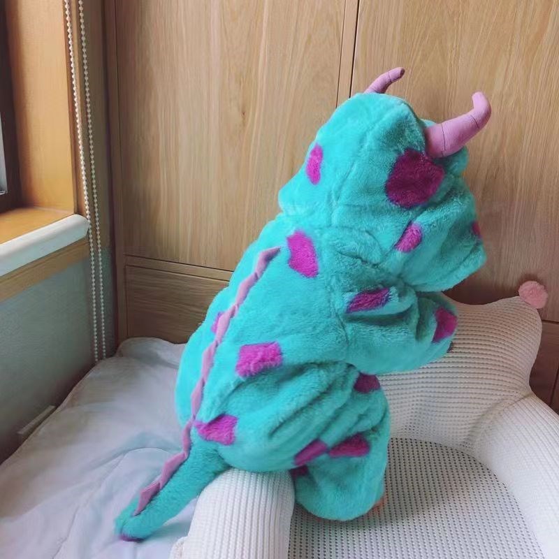 婴儿连体衣冬季加厚毛怪加绒棉服宝宝衣服小怪兽冬装可爱超萌外出