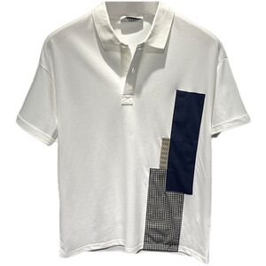印西诺个性织布拼接宽松polo衫男工装美式简约撞色休闲短袖T恤衫