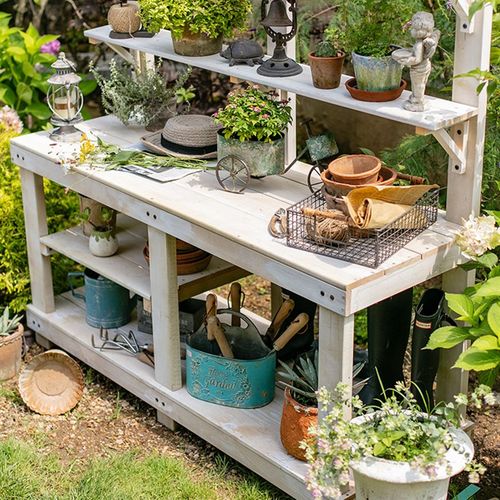 户外庭院防腐实木花架大型阳台花园庭院花盆置物架多层园艺工作台