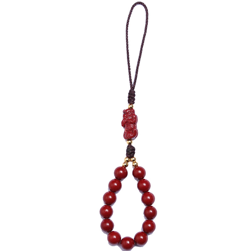 高级朱砂貔貅猫爪串珠链手腕手机挂件文艺精致中国风指环复古挂绳