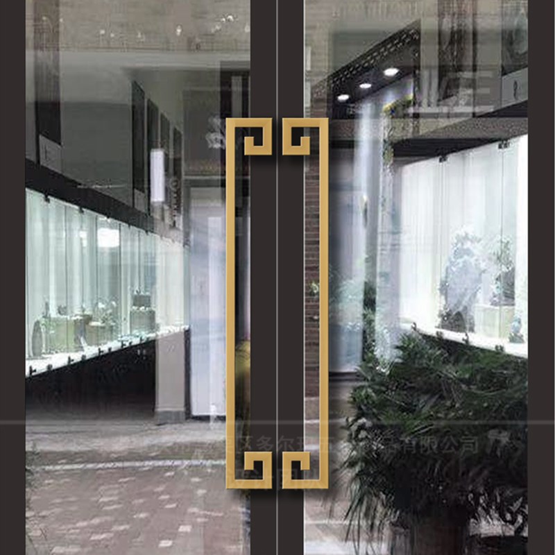 加厚不锈钢金色造型玻璃大门把手氟碳烤漆黑白色酒店包厢木门拉手