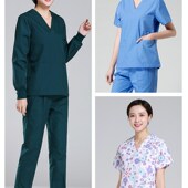 工作服 长袖 洗手衣刷手服短袖 女手术室纯棉隔离衣宠物医生分体套装