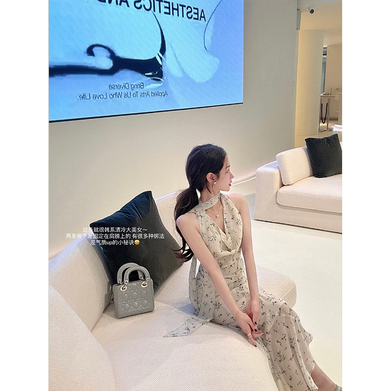 CCZEE 花信之约 温柔系碎花荡领飘带上衣连衣裙优雅其质感长裙女