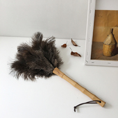 家用除尘羽毛掸子 精选羊毛鸵鸟毛无静电车用清洁扫灰楠竹柄 包邮