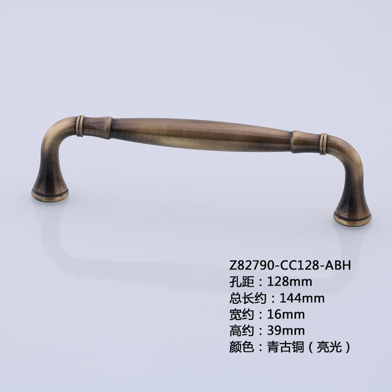 孔距76/96/128mm欧式青古铜色橱柜拉手 中式抽屉酒柜美式衣柜把手