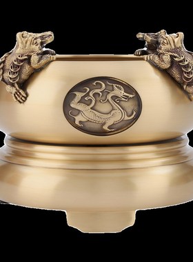 黄铜《四方来财聚宝盆》摆件金蟾家居客厅店铺前台装饰品开业礼品