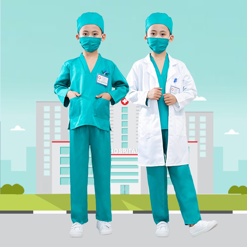 儿童手术服小医生护士服幼儿园抗疫牙医男女童白大褂表演出服装