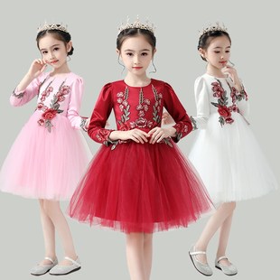 儿童演出服女童中国风时尚舞蹈裙小学生集体大合唱诗词朗诵公主裙