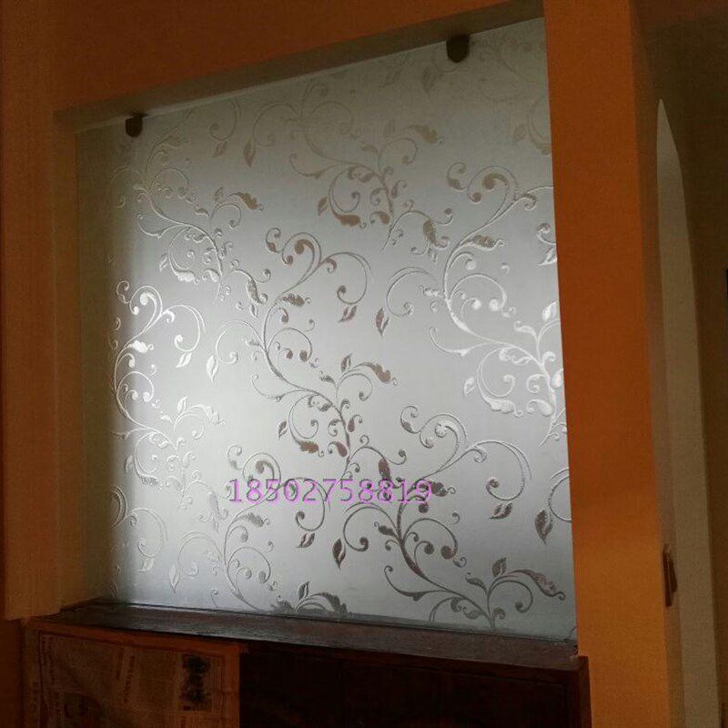 定制钢化雕刻工艺术玻璃隔断玄关屏风门芯天花吊顶欧式简约薰衣草