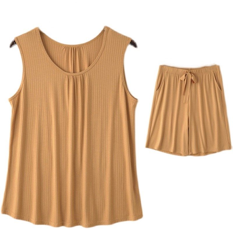 夏季大码背心五分裤胖MM外穿加肥加大宽松休闲女打底套装女200斤