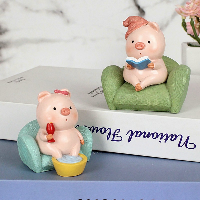 可爱小猪汽车摆件内装饰品创意办公桌面日式治愈精致生日礼物男女