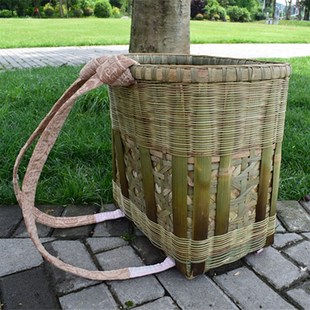 竹编加固背篼背筐大号竹背篓塑料成人背篓舞蹈道具摄影装饰收纳筐