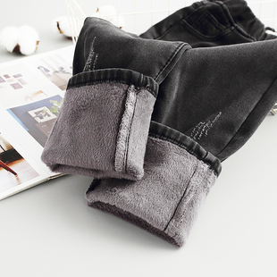 童装冬季女童加绒牛仔裤外穿2021新款儿童弹力铅笔裤一体绒加厚裤