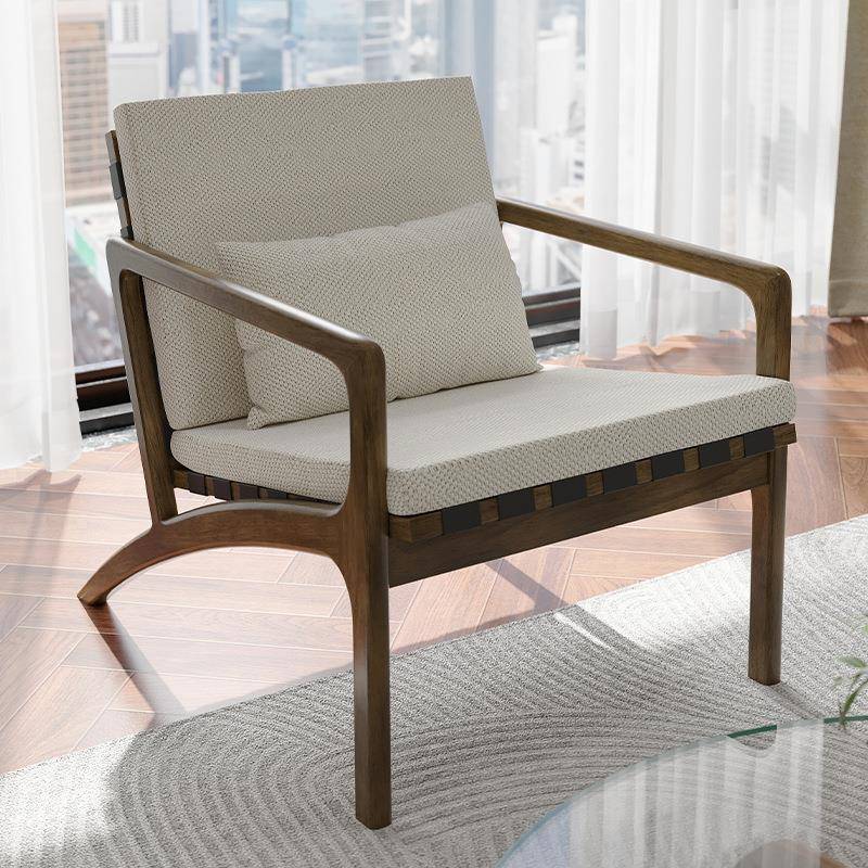 客厅单人沙发舒适阳台躺椅休闲实木单椅居家阅读卧室单人位懒人椅