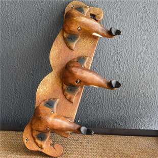 泰国木雕工艺品大象挂钩三象实木雕刻家居装饰品挂件墙上东南亚风