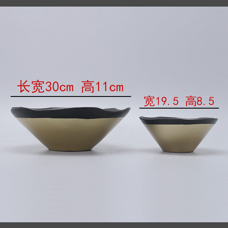 现代新中式轻奢黑金碗果盘摆件创意售楼处摆设酒店客厅家居装饰品