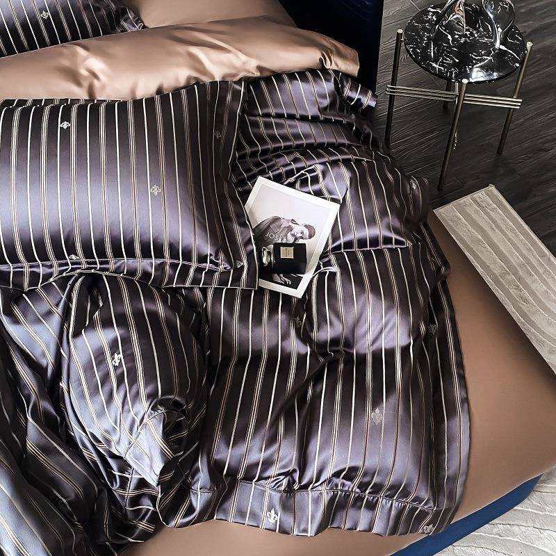 奢华高级感黑金色120支提花纯棉床上四件套全棉100高档被套床笠款