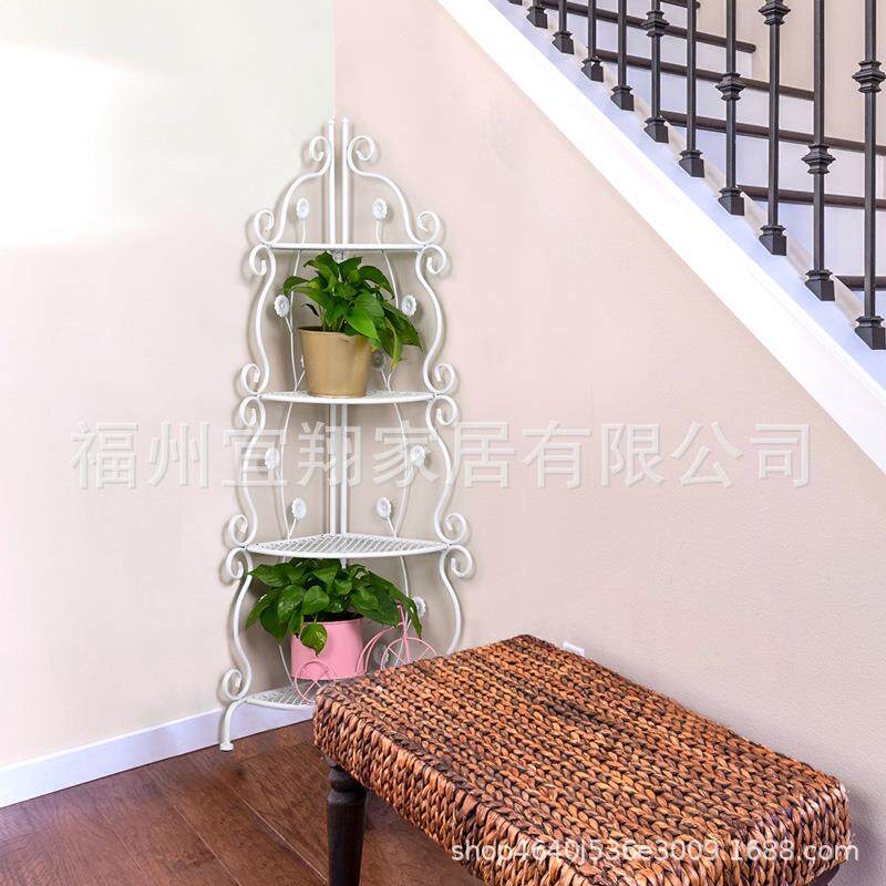 美式简约四层置物架客厅家用书架隔断复古落地式门厅室内展示架子