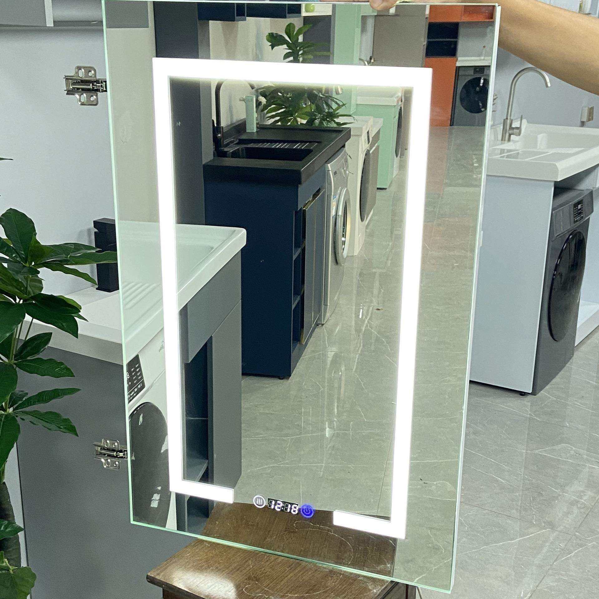 定制不锈钢铝合金智能镜柜门卫生间浴室柜带灯除雾LED玻璃镜子门