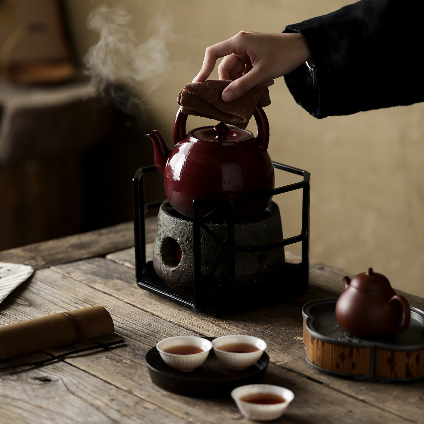 老式煮茶小火炉室内炭火炉功夫煮茶炉子陶土炭炉家用复古碳炉