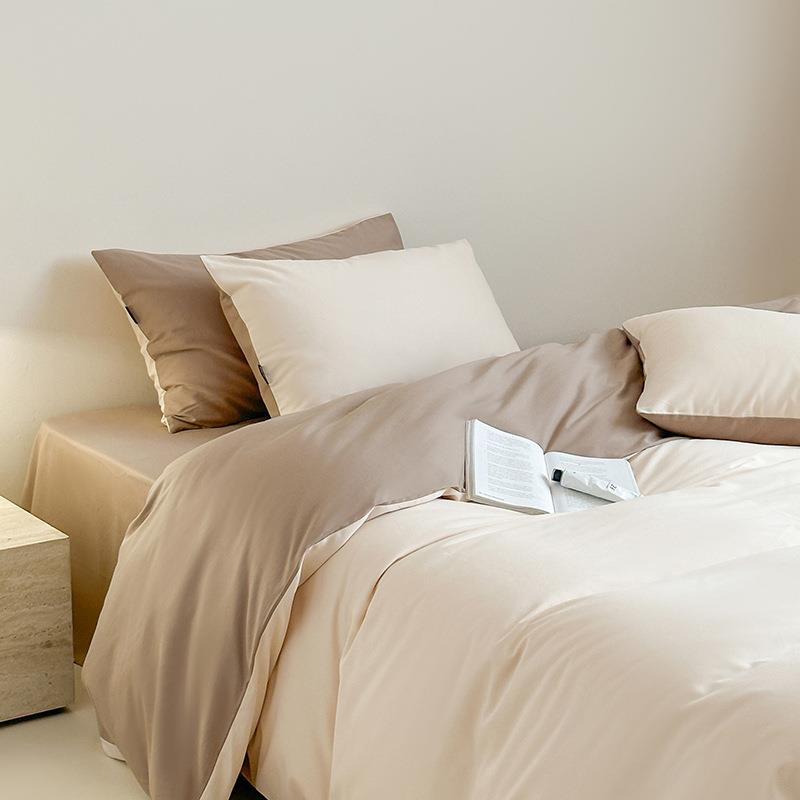 轻奢100S加厚磨毛全棉四件套纯棉床单被套床笠三件套简约秋冬床品