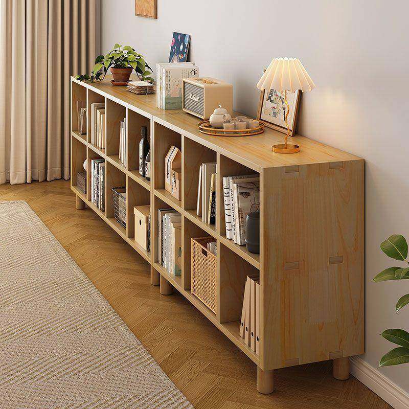 实木书架置物架落地靠墙松木自由格子柜家居榫卯阳台储物柜家用书