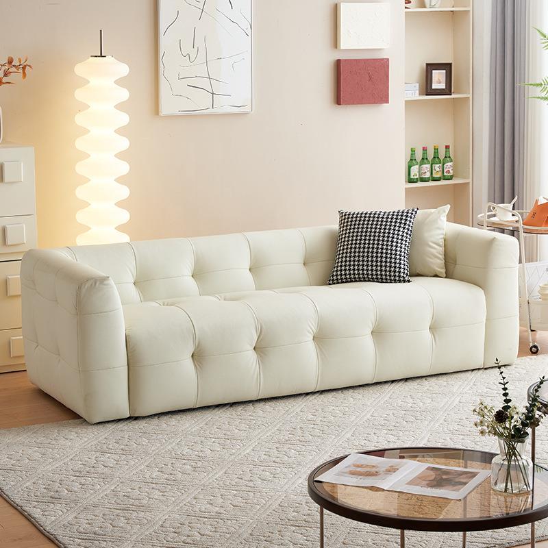 客厅现代简约棉花糖服装店直排沙发沙发小户型风网红奶油极简皮艺