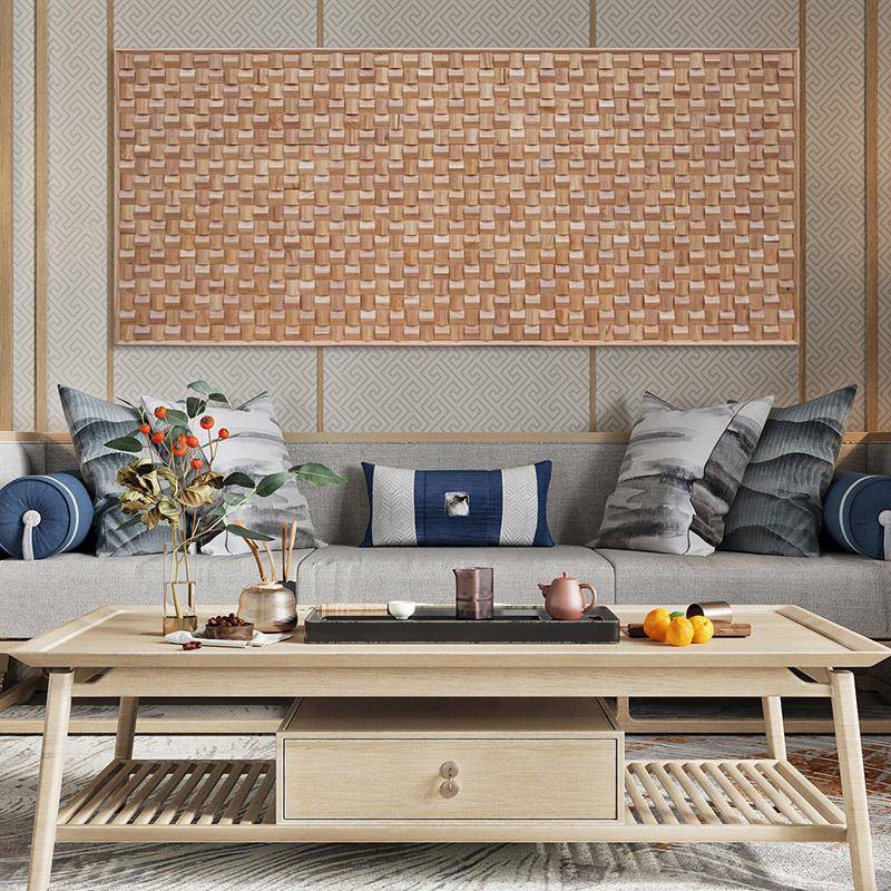 A57新中式实木三角客厅玄关沙发电视立体装饰画中式简约过道挂画