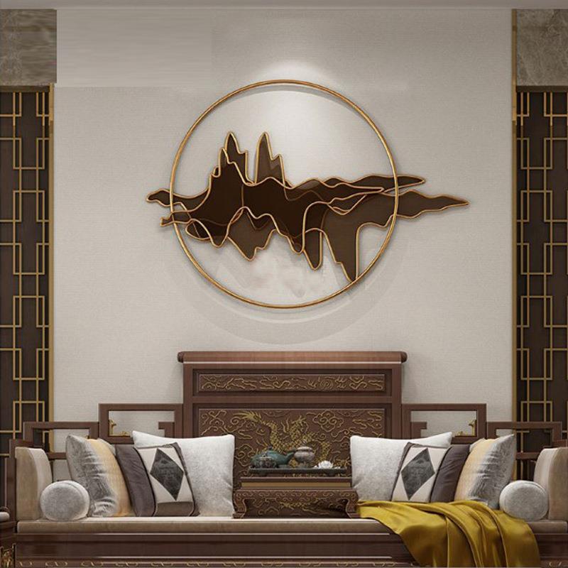 新中式墙饰金属立体铁艺山影挂件软装装饰品墙壁壁挂玄关过道壁饰