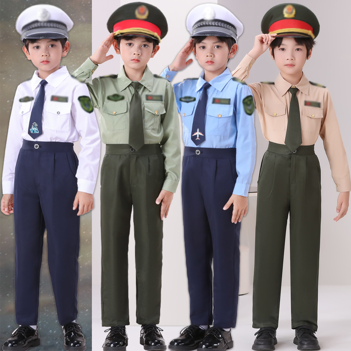 海陆空火箭军装演出服男女童飞行员角色扮演中小学生升旗手表演服