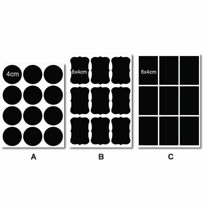 黑色不干胶标签可重复擦写磨砂黑板贴4cm圆形调味罐标签贴纸