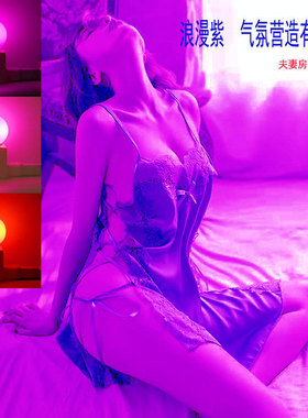 LED彩色灯泡粉红光绿蓝黄橙紫色直播装饰酒吧ktv灯笼节能照明E27