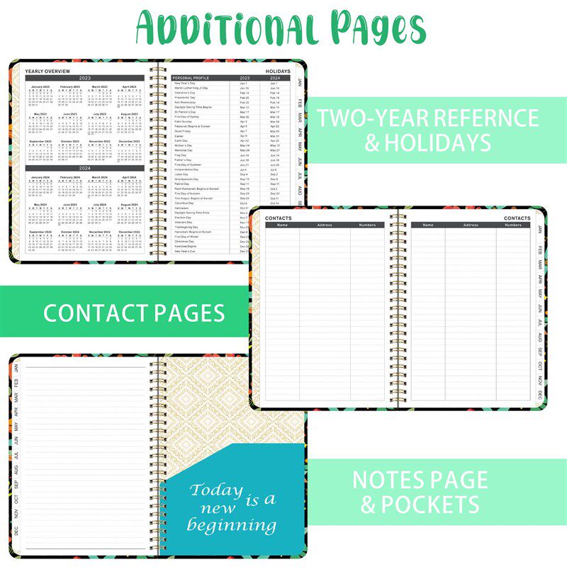 2025英文记事本笔记本A5线圈本周计划日程本记事本月计划本年历本