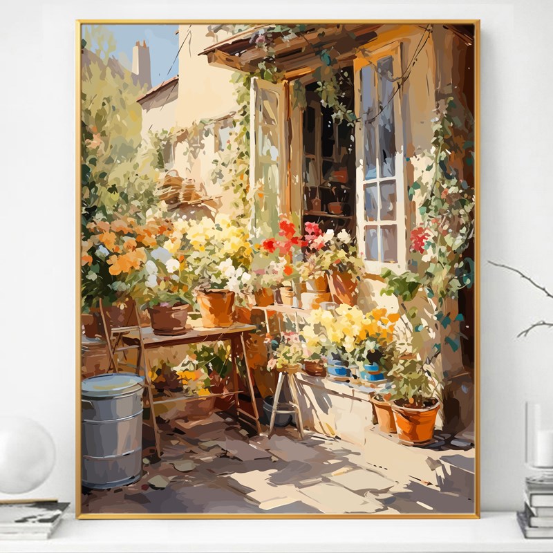 花卉屋画画diy数字油画填充填色手绘手工丙烯高级感油彩画装饰画图片