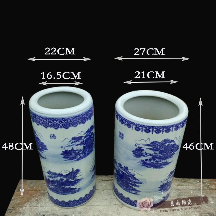 景德镇陶瓷书画筒雨伞筒箭筒帽筒米缸圆柱花盆青花瓷落地装饰实用