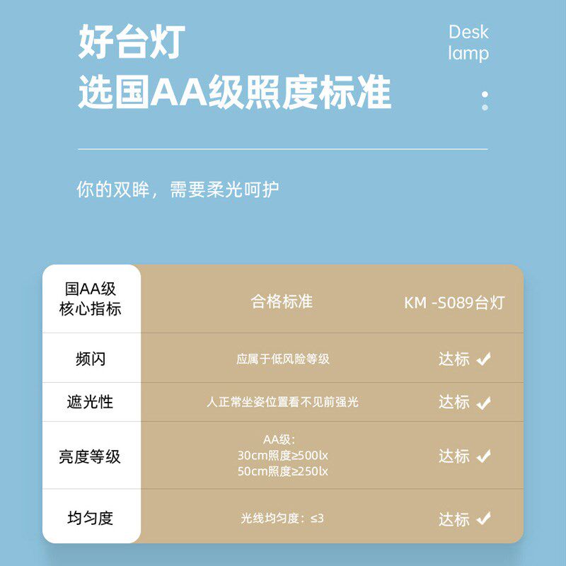 康铭LED台灯插电款护眼灯大学生学习阅读书写书桌宿舍卧室床头灯