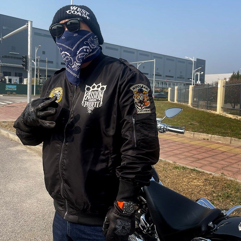 核爆炸ma1空军飞行夹克秋冬季大码拉链徽章绣标机车骑行外套男