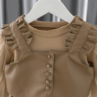 女童春装套装儿童连衣裙2025款洋气宝宝公主裙春秋季小童皮衣裙子