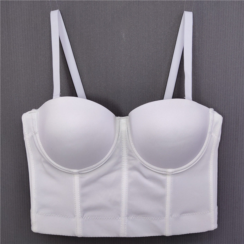 露背抹胸纯色胸衣吊带可卸肩带伴