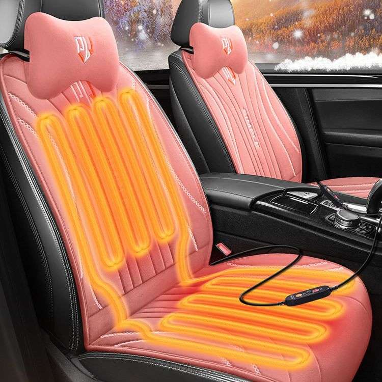 汽车坐垫毛绒冬季车垫可爱卡通女神四季通用冬天座椅垫保暖加热垫