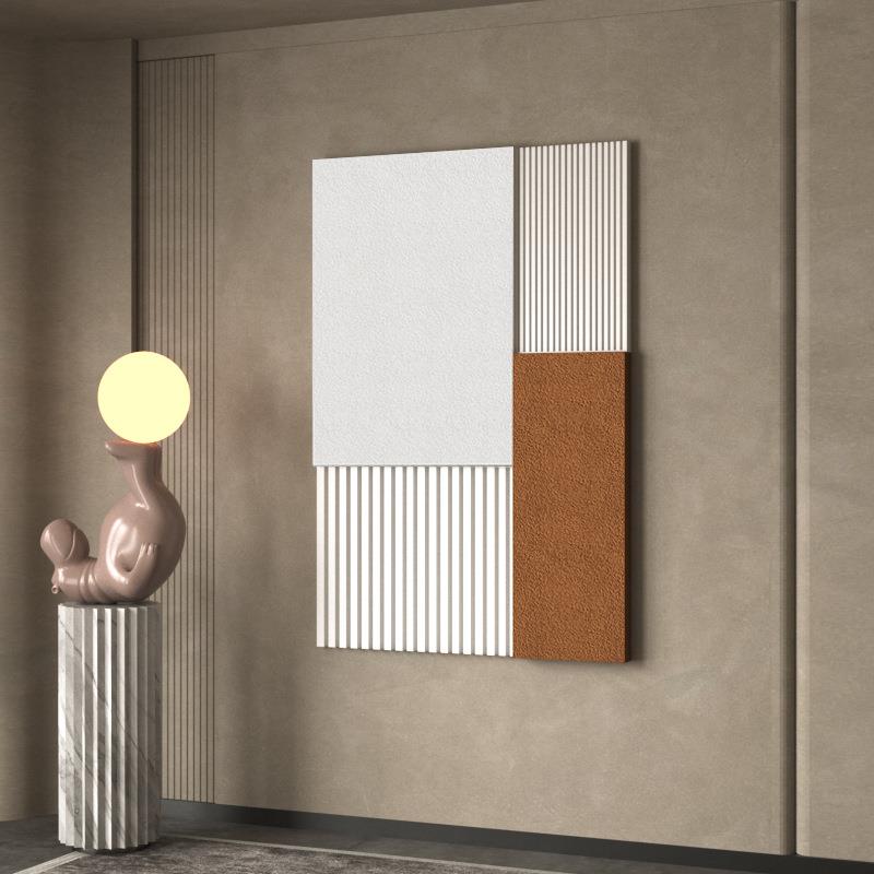 几何方块入户玄关装饰画楼梯间挂画高级立体感走廊客厅大幅落地画图片