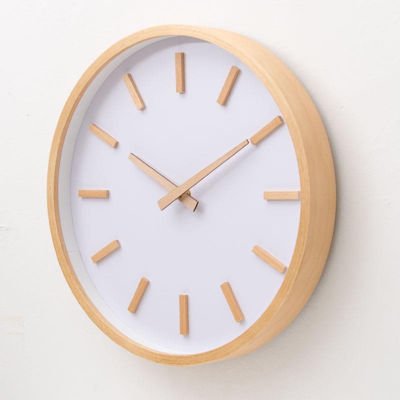 实木时钟客厅超静音钟表原木质挂钟创意大气潮流北欧现代简约时尚