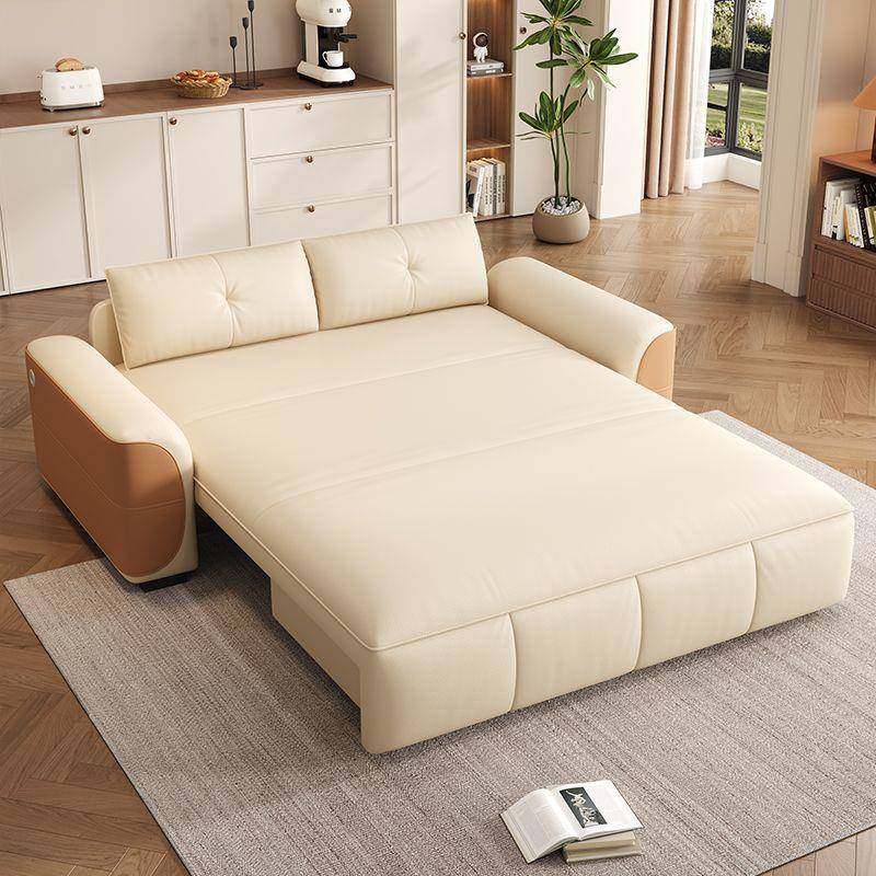 真皮沙发床电动可折叠储物一体两用多功能伸缩小户型客厅双人沙发