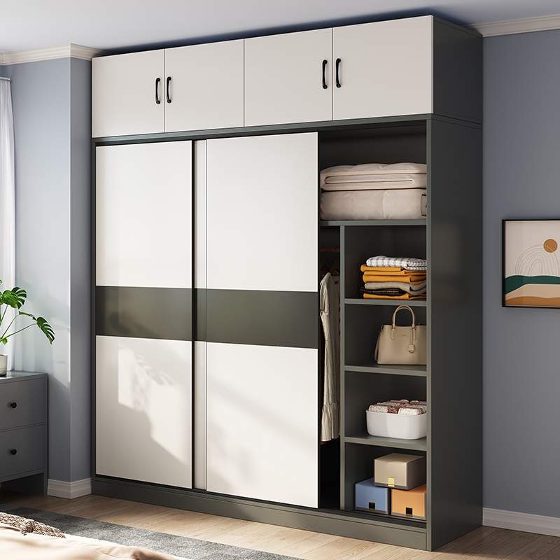 推拉门衣柜家用卧室简易组装出租房屋用经济型柜子实木网红挂衣橱